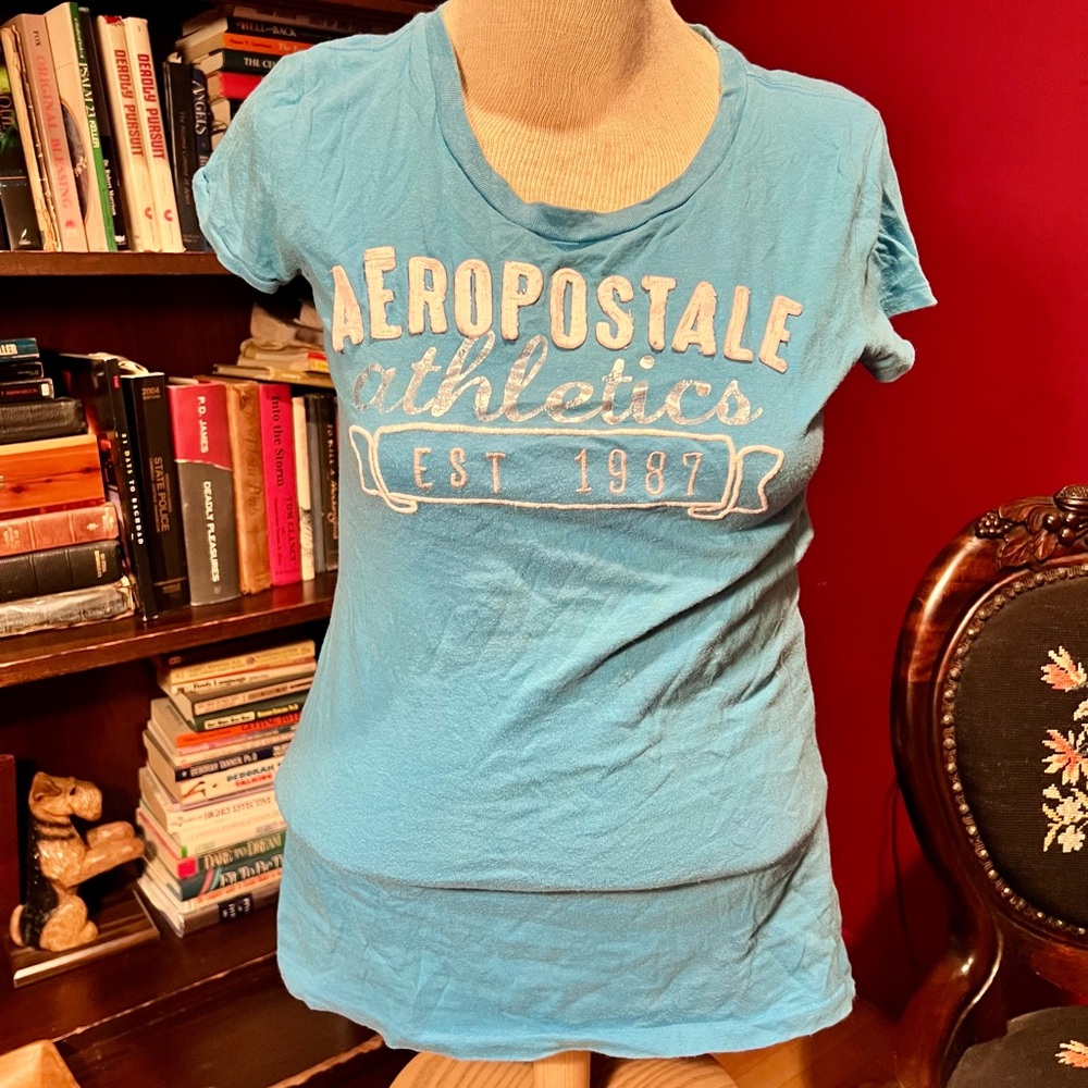 2010’s Aeropostale Women’s Bright Blue Graphic Tee Size L 100% Cotton